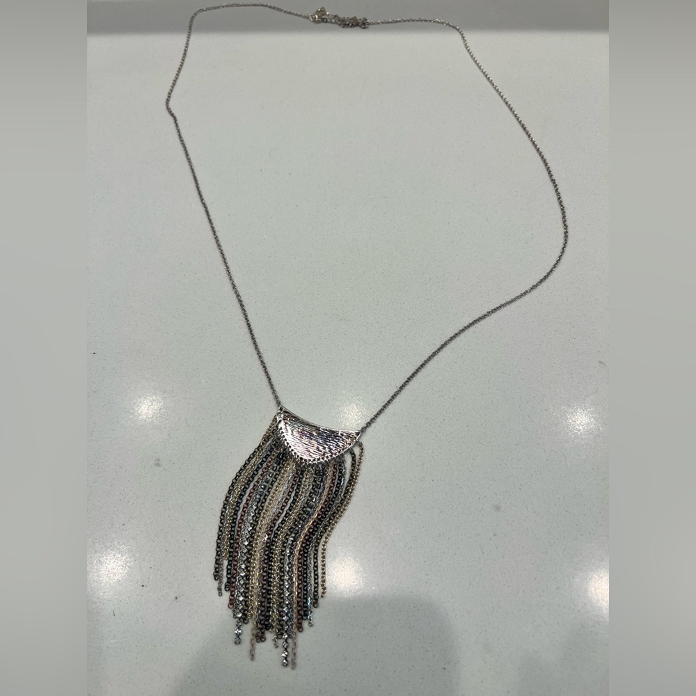 Premier Designs Silver Necklace with Copper and Black Accents